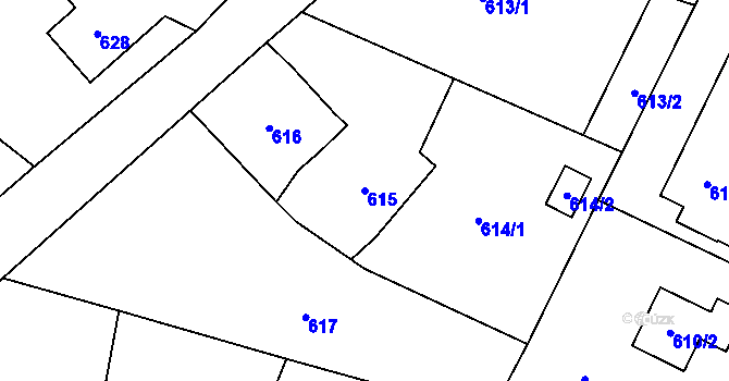 Parcela st. 615 v KÚ Nové Sedlo u Lokte, Katastrální mapa