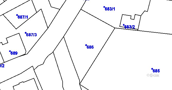 Parcela st. 686 v KÚ Nové Sedlo u Lokte, Katastrální mapa