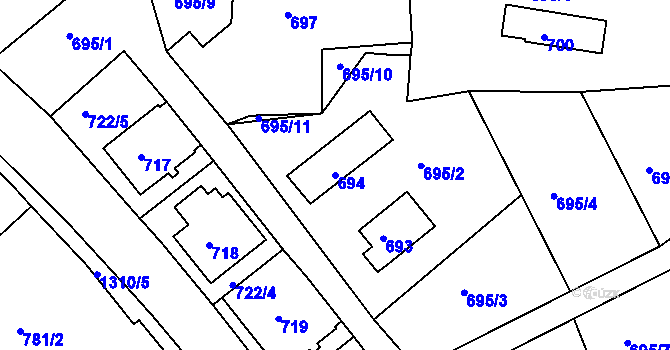 Parcela st. 694 v KÚ Nové Sedlo u Lokte, Katastrální mapa