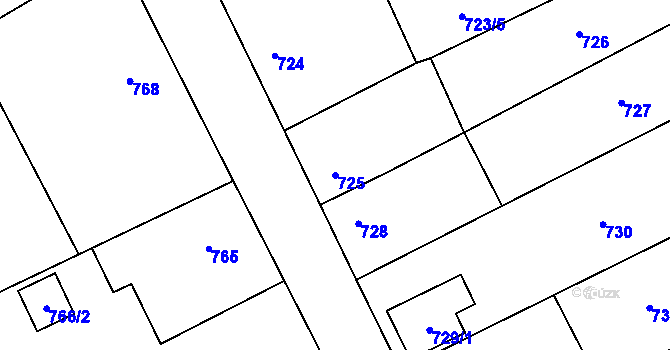 Parcela st. 725 v KÚ Nové Sedlo u Lokte, Katastrální mapa