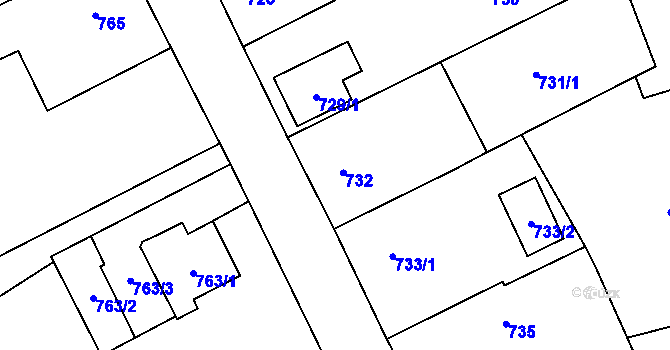 Parcela st. 732 v KÚ Nové Sedlo u Lokte, Katastrální mapa