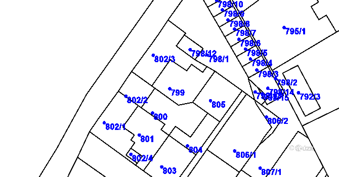 Parcela st. 799 v KÚ Nové Sedlo u Lokte, Katastrální mapa