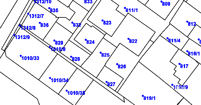 Parcela st. 825 v KÚ Nové Sedlo u Lokte, Katastrální mapa