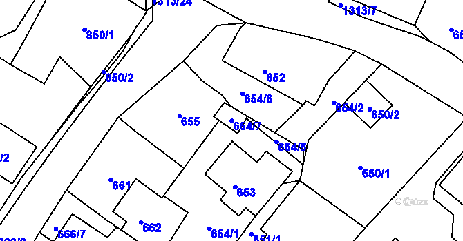 Parcela st. 654/7 v KÚ Nové Sedlo u Lokte, Katastrální mapa