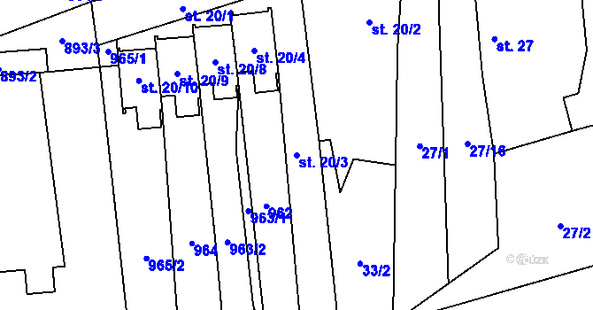 Parcela st. 20/3 v KÚ Nové Sedlo u Žatce, Katastrální mapa