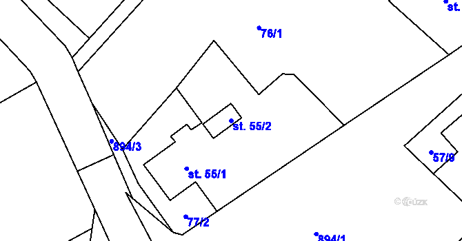 Parcela st. 55/2 v KÚ Nové Sedlo u Žatce, Katastrální mapa