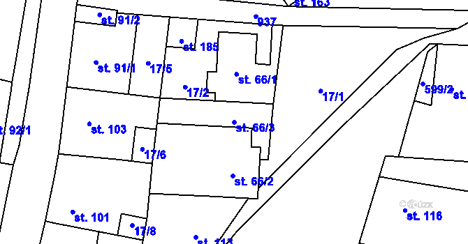 Parcela st. 66/3 v KÚ Nové Sedlo u Žatce, Katastrální mapa