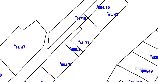 Parcela st. 77 v KÚ Nové Sedlo u Žatce, Katastrální mapa