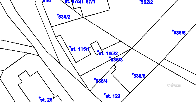 Parcela st. 115/2 v KÚ Nové Sedlo u Žatce, Katastrální mapa