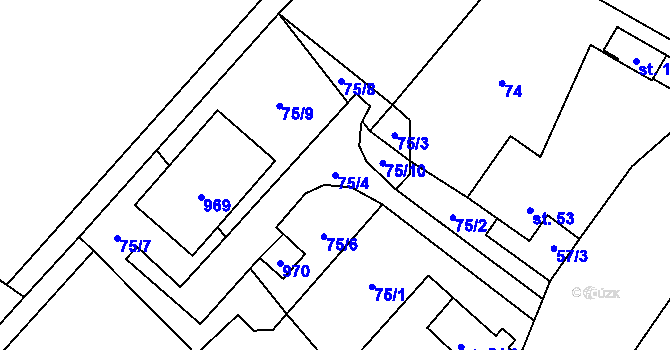 Parcela st. 75/4 v KÚ Nové Sedlo u Žatce, Katastrální mapa