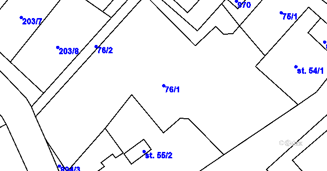 Parcela st. 76/1 v KÚ Nové Sedlo u Žatce, Katastrální mapa