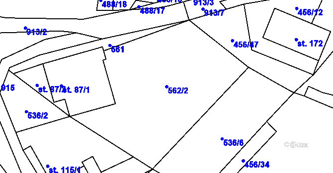 Parcela st. 562/2 v KÚ Nové Sedlo u Žatce, Katastrální mapa