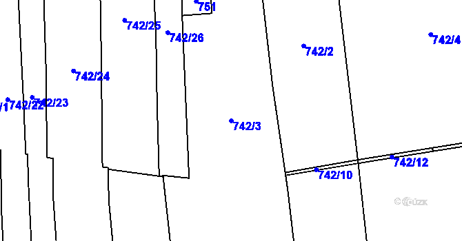 Parcela st. 742/3 v KÚ Nové Sedlo u Žatce, Katastrální mapa