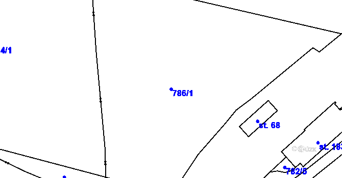 Parcela st. 786/1 v KÚ Nové Sedlo u Žatce, Katastrální mapa