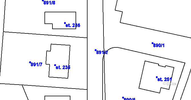 Parcela st. 891/2 v KÚ Nové Sedlo u Žatce, Katastrální mapa