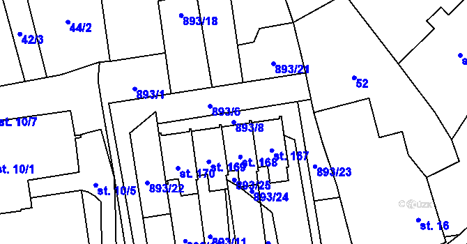 Parcela st. 893/8 v KÚ Nové Sedlo u Žatce, Katastrální mapa
