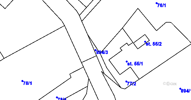 Parcela st. 894/3 v KÚ Nové Sedlo u Žatce, Katastrální mapa