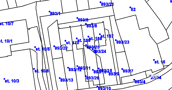 Parcela st. 893/25 v KÚ Nové Sedlo u Žatce, Katastrální mapa
