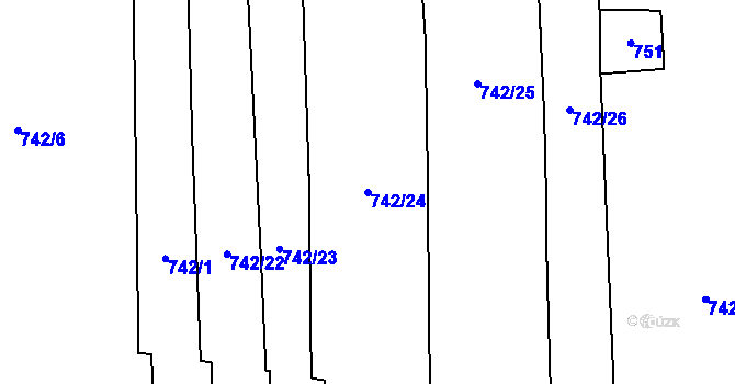 Parcela st. 742/24 v KÚ Nové Sedlo u Žatce, Katastrální mapa