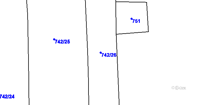 Parcela st. 742/26 v KÚ Nové Sedlo u Žatce, Katastrální mapa