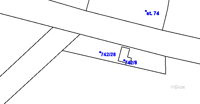 Parcela st. 742/28 v KÚ Nové Sedlo u Žatce, Katastrální mapa