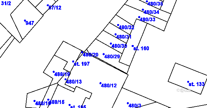 Parcela st. 480/29 v KÚ Nové Sedlo u Žatce, Katastrální mapa