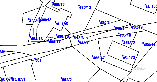 Parcela st. 913/7 v KÚ Nové Sedlo u Žatce, Katastrální mapa