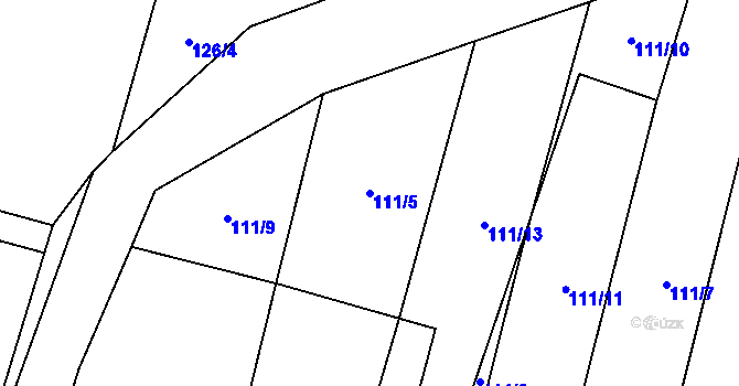 Parcela st. 111/5 v KÚ Nové Smrkovice, Katastrální mapa