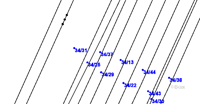 Parcela st. 34/37 v KÚ Nové Smrkovice, Katastrální mapa