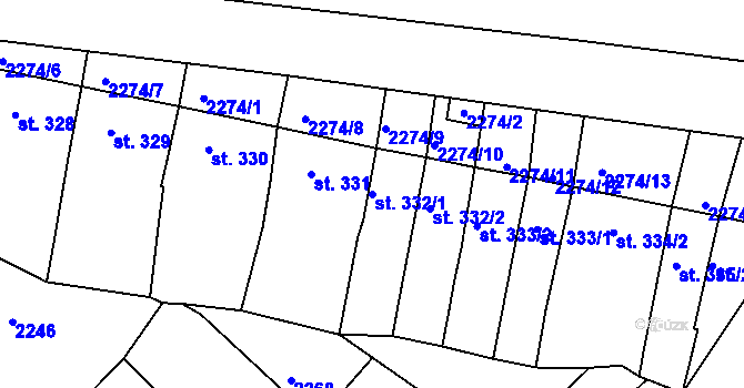 Parcela st. 332/1 v KÚ Nové Strašecí, Katastrální mapa