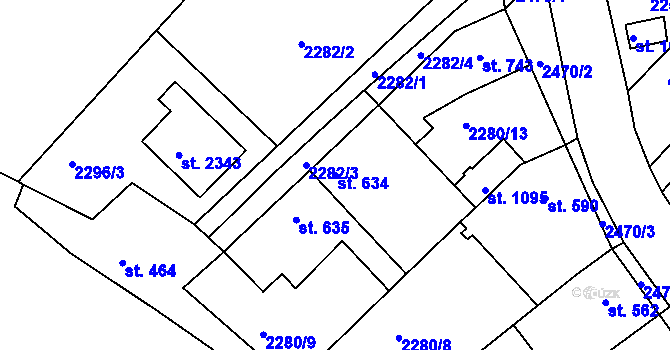 Parcela st. 634 v KÚ Nové Strašecí, Katastrální mapa