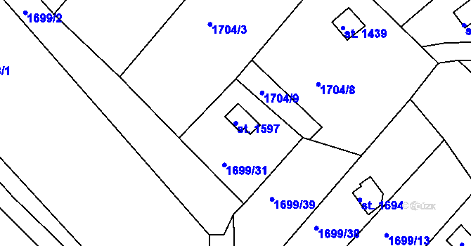 Parcela st. 1597 v KÚ Nové Strašecí, Katastrální mapa