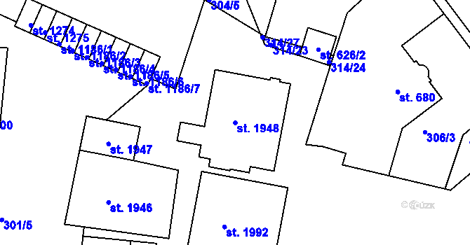 Parcela st. 1948 v KÚ Nové Strašecí, Katastrální mapa