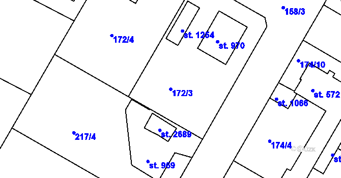 Parcela st. 172/3 v KÚ Nové Strašecí, Katastrální mapa