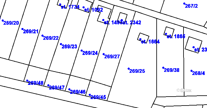 Parcela st. 269/27 v KÚ Nové Strašecí, Katastrální mapa