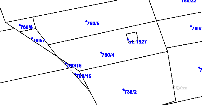 Parcela st. 760/4 v KÚ Nové Strašecí, Katastrální mapa