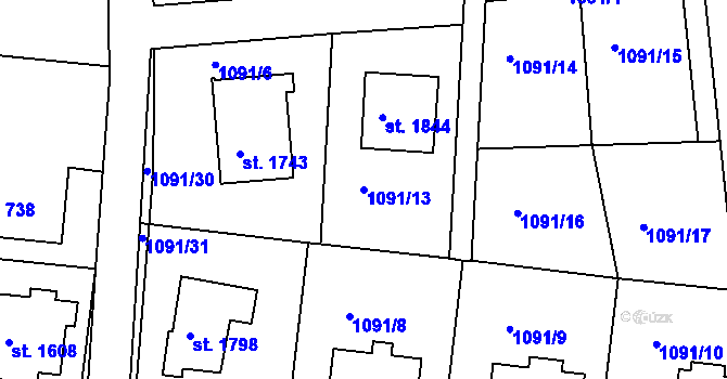 Parcela st. 1091/13 v KÚ Nové Strašecí, Katastrální mapa