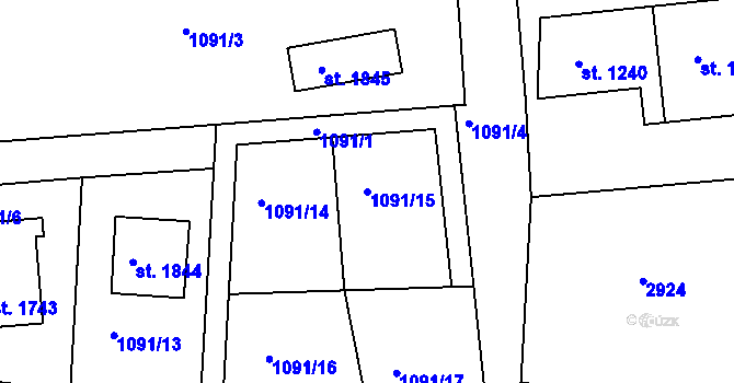 Parcela st. 1091/15 v KÚ Nové Strašecí, Katastrální mapa