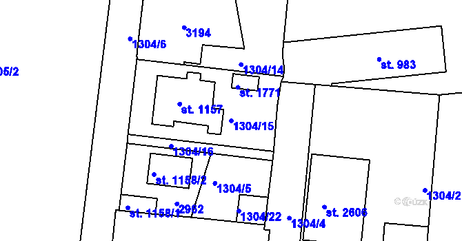 Parcela st. 1304/15 v KÚ Nové Strašecí, Katastrální mapa