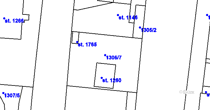 Parcela st. 1306/7 v KÚ Nové Strašecí, Katastrální mapa