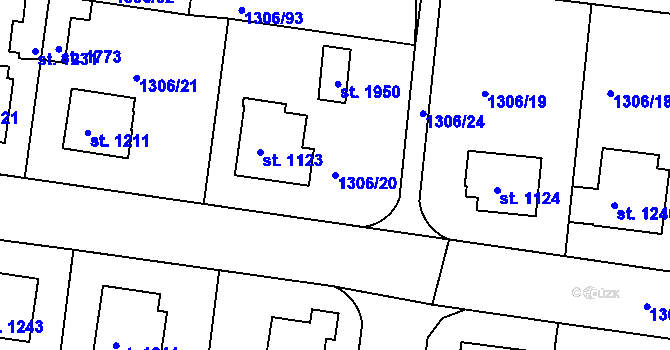 Parcela st. 1306/20 v KÚ Nové Strašecí, Katastrální mapa