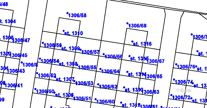 Parcela st. 1306/66 v KÚ Nové Strašecí, Katastrální mapa