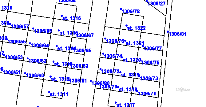 Parcela st. 1306/74 v KÚ Nové Strašecí, Katastrální mapa