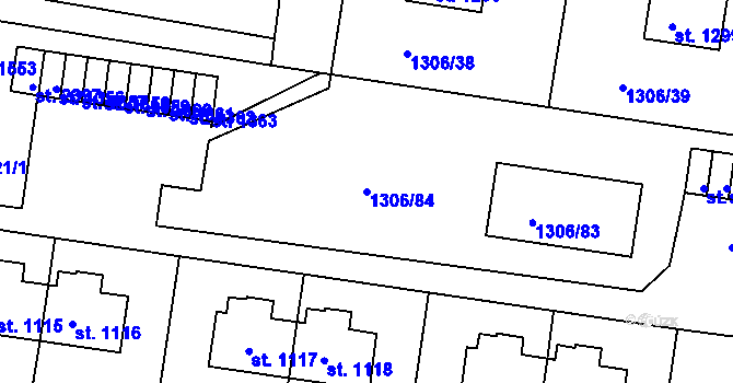Parcela st. 1306/84 v KÚ Nové Strašecí, Katastrální mapa