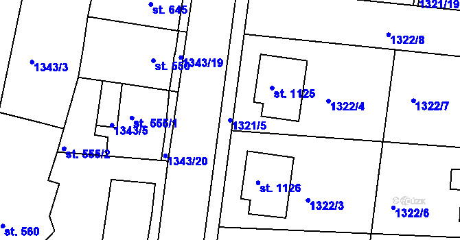 Parcela st. 1321/5 v KÚ Nové Strašecí, Katastrální mapa