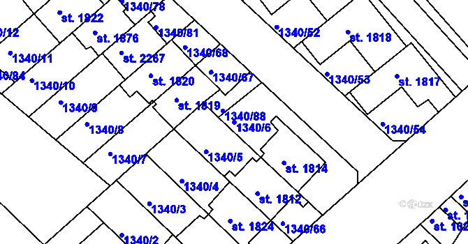 Parcela st. 1340/6 v KÚ Nové Strašecí, Katastrální mapa