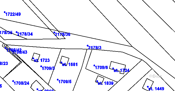 Parcela st. 2178/3 v KÚ Nové Strašecí, Katastrální mapa