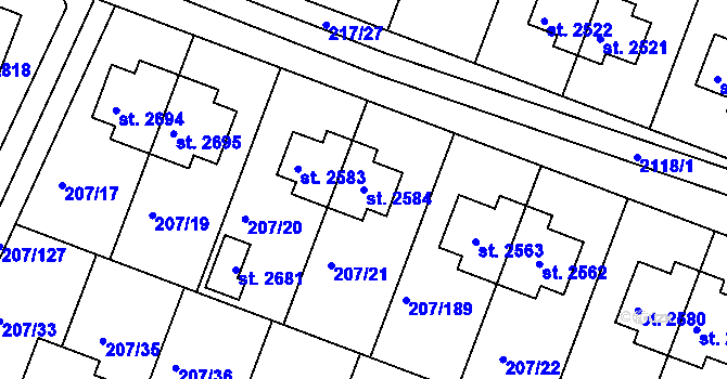 Parcela st. 2584 v KÚ Nové Strašecí, Katastrální mapa