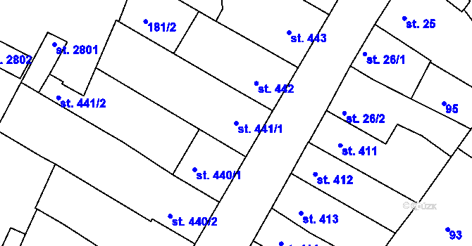 Parcela st. 441/1 v KÚ Nové Strašecí, Katastrální mapa