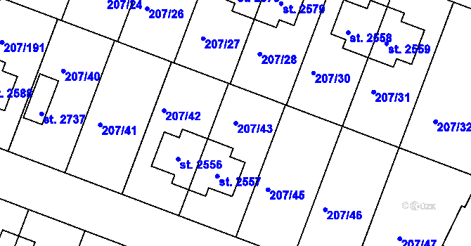 Parcela st. 207/43 v KÚ Nové Strašecí, Katastrální mapa
